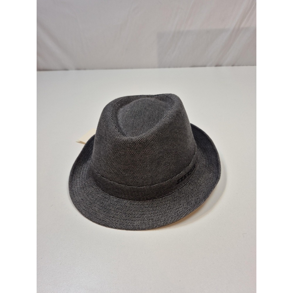 Stetson Fedora Hat Trilby Fitted Mens L Gray Linen Lined Summer STC21-BLK3